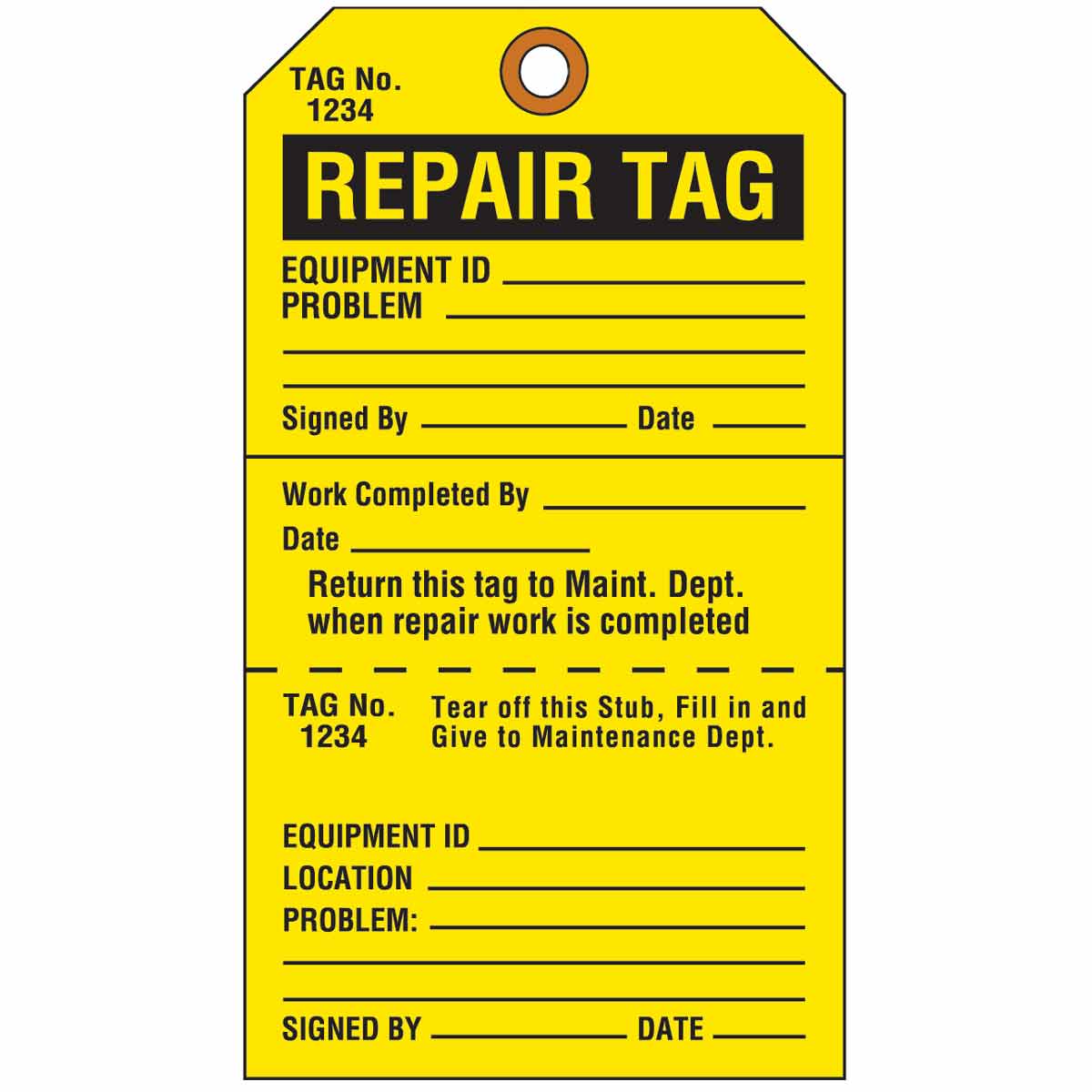 TAG-CRDSTK-4WX7H-YEL/BLK-REPAIR TAG
