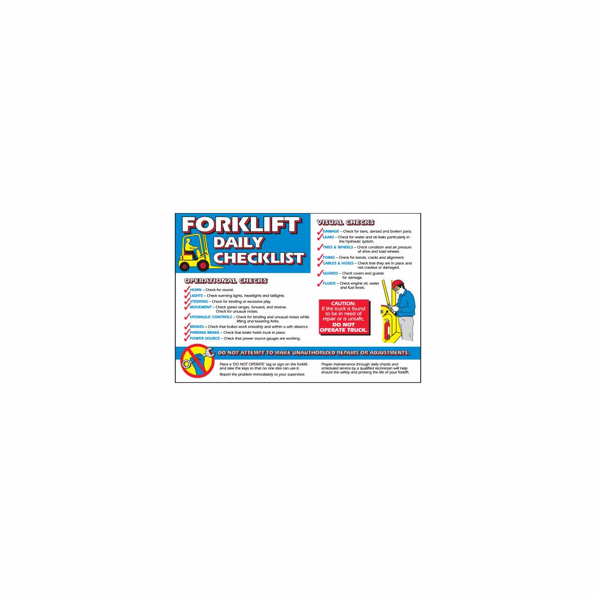 WALLCHART-PLAS-29WX20-FORKLIFT CHECKLIST