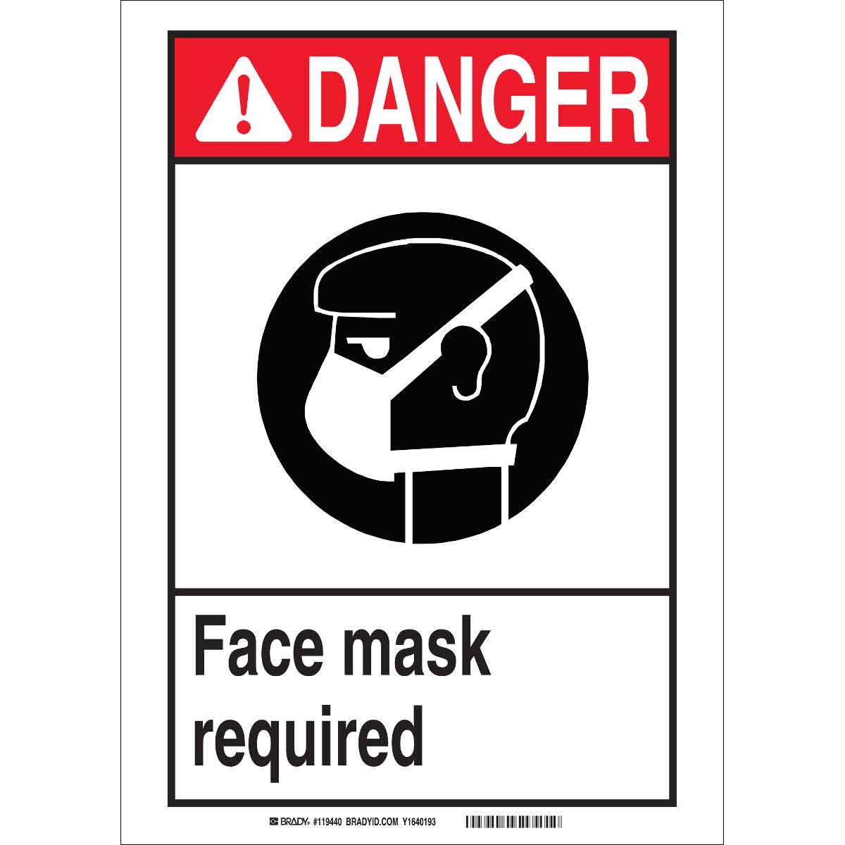 B302 5X7 BLK,RED/WHT PPE FACE MASK SIGN