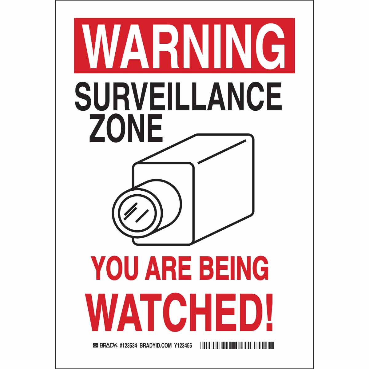 B302 14X10 BLK/RED/WHT WARNING SURVEIL