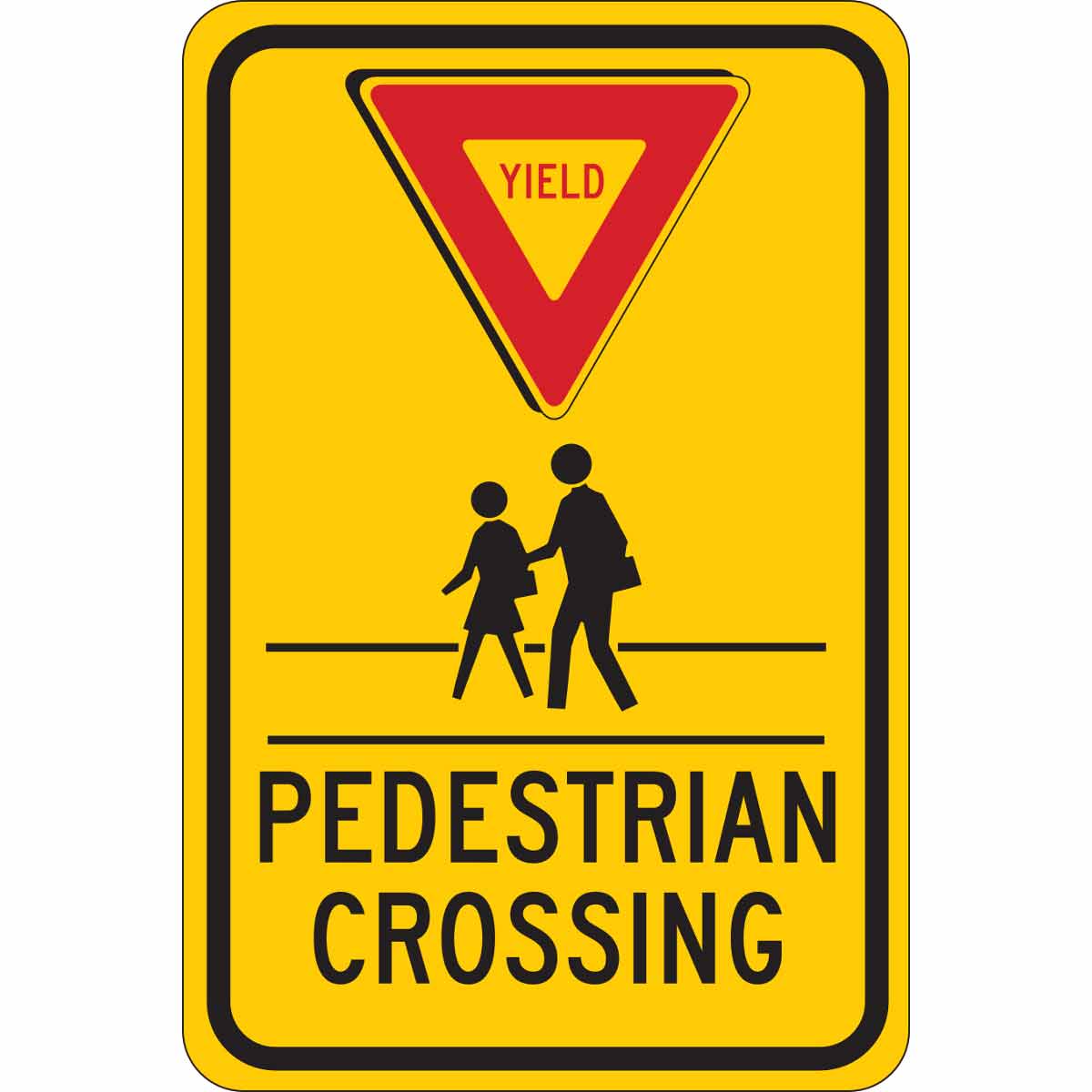 B302 18X12 BLK,RED/YEL YIELD PEDESTRIAN