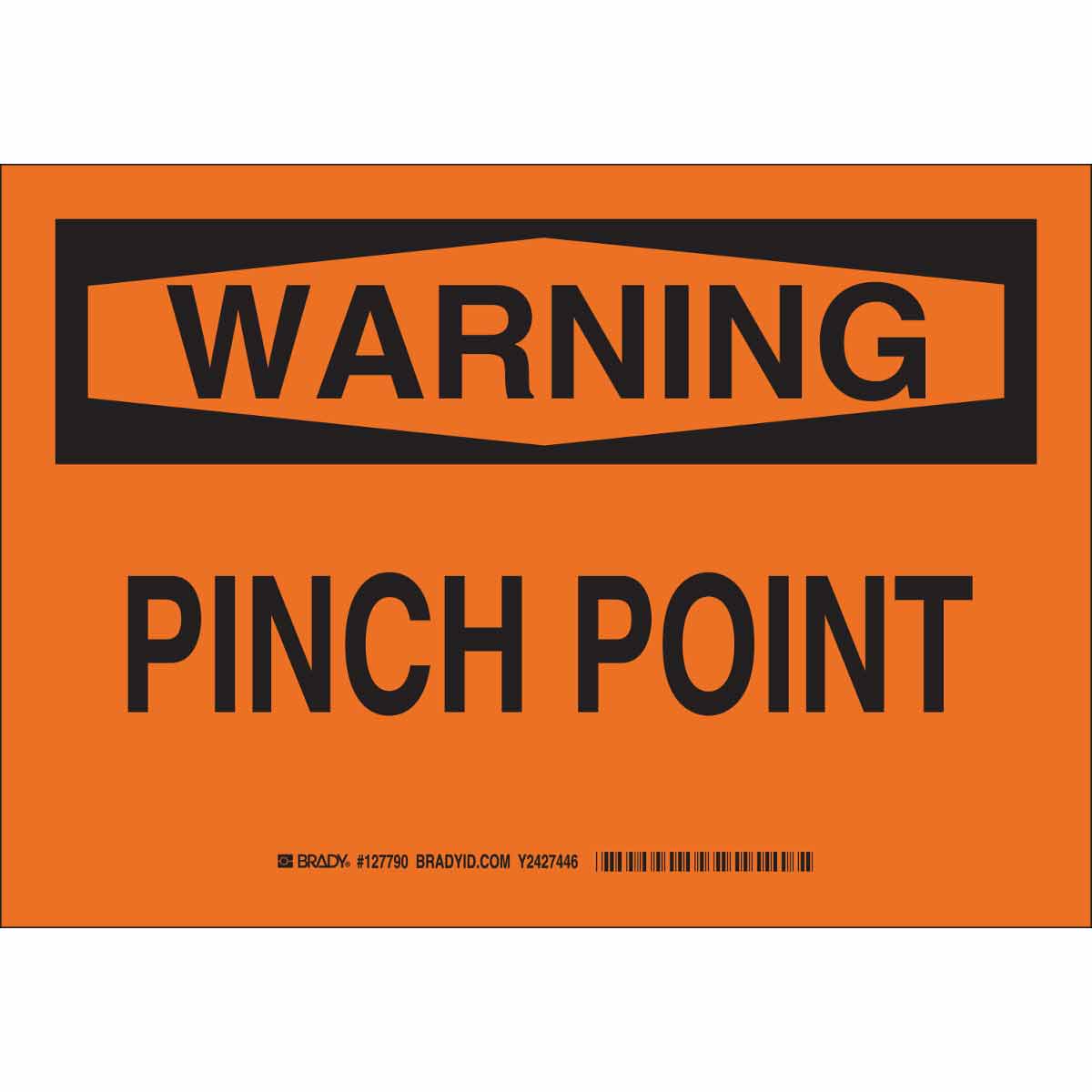 B401 10X14 BLK/ORG WARNING PINCH POINT
