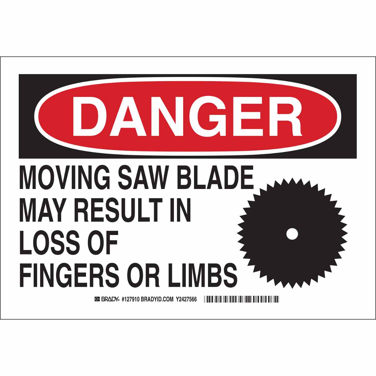 B302 7X10 BLK/RED/WHT DANGER MOVING SAW