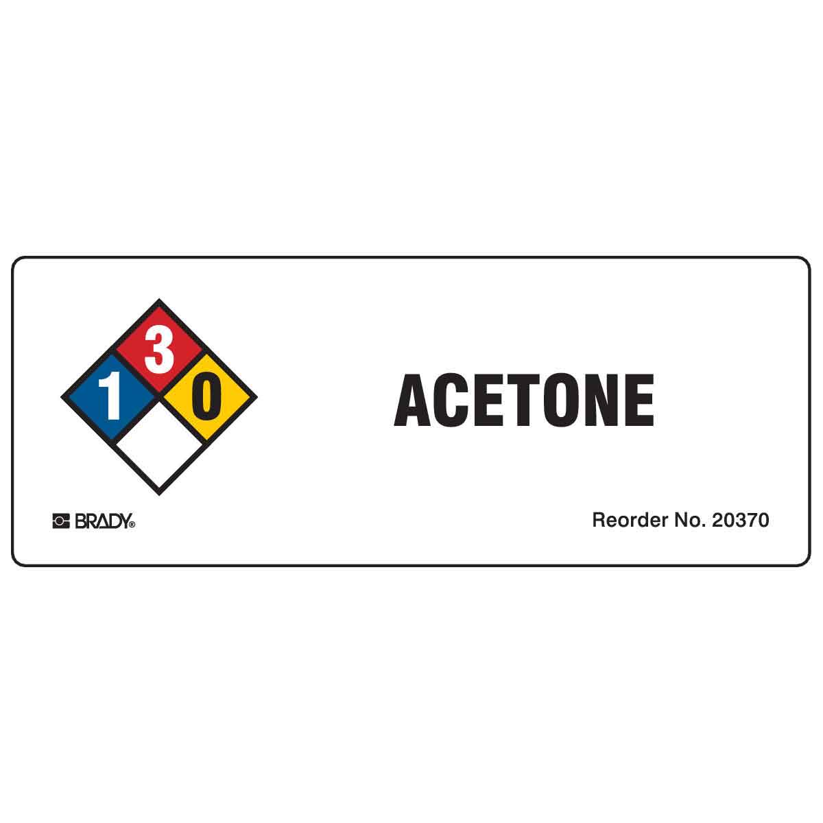 B-302 3.875X1.5 50/PK ACETONE LABEL