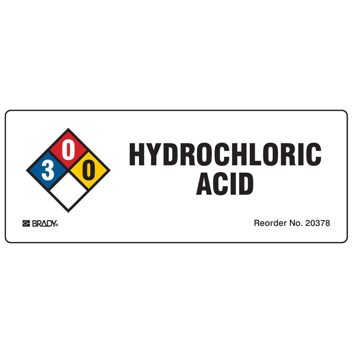 B-302 3.875X1.5 50/PK HYDROCHLORIC ACID
