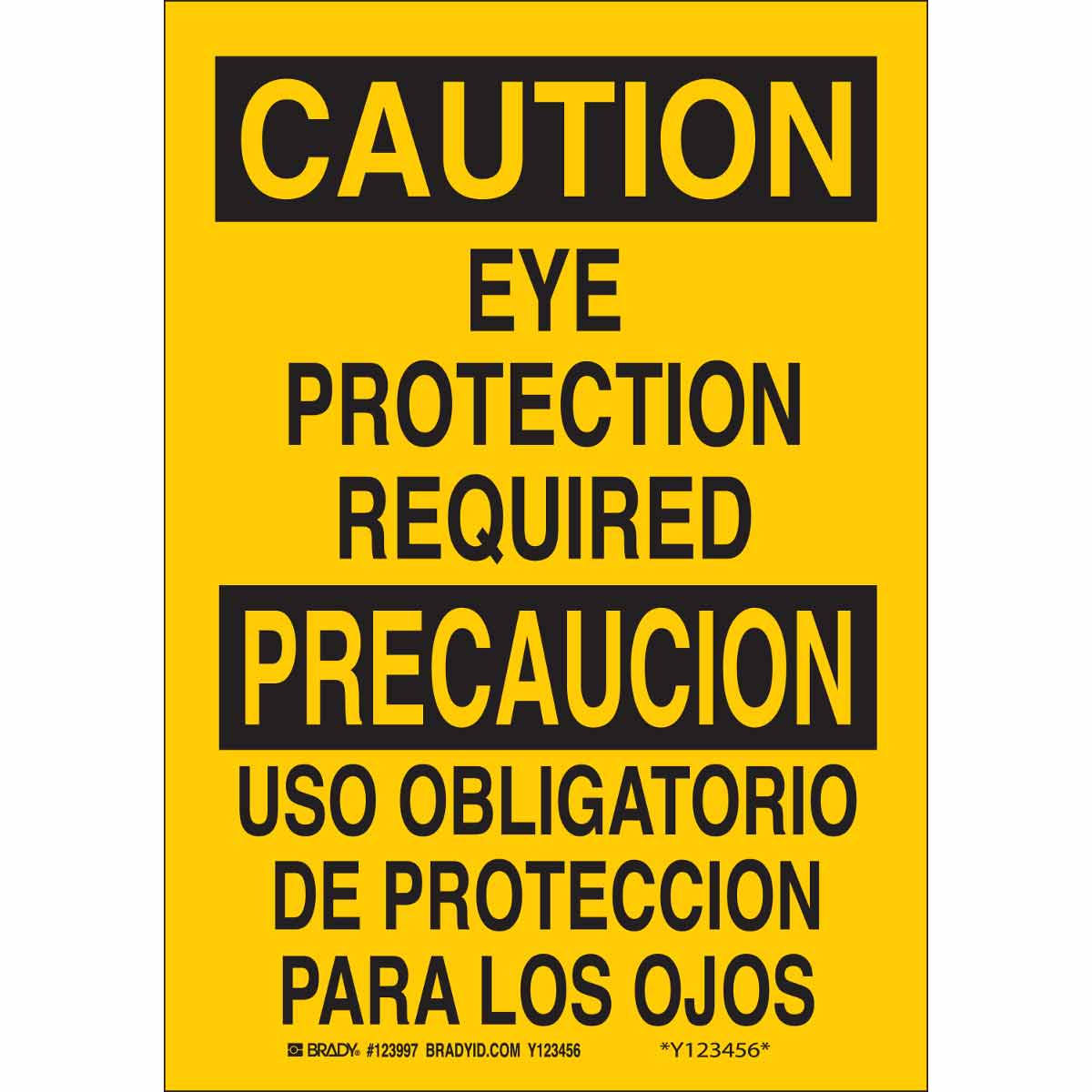 B401 14X10 BLK/YEL BILINGUAL-EYE PROTECT