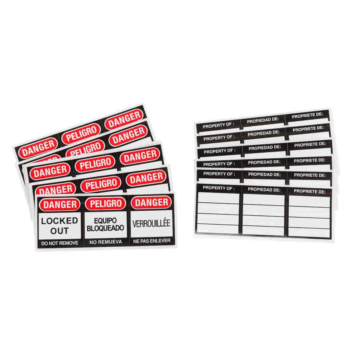Padlock Labels DANGER Eng,Frn,Spn 6PK