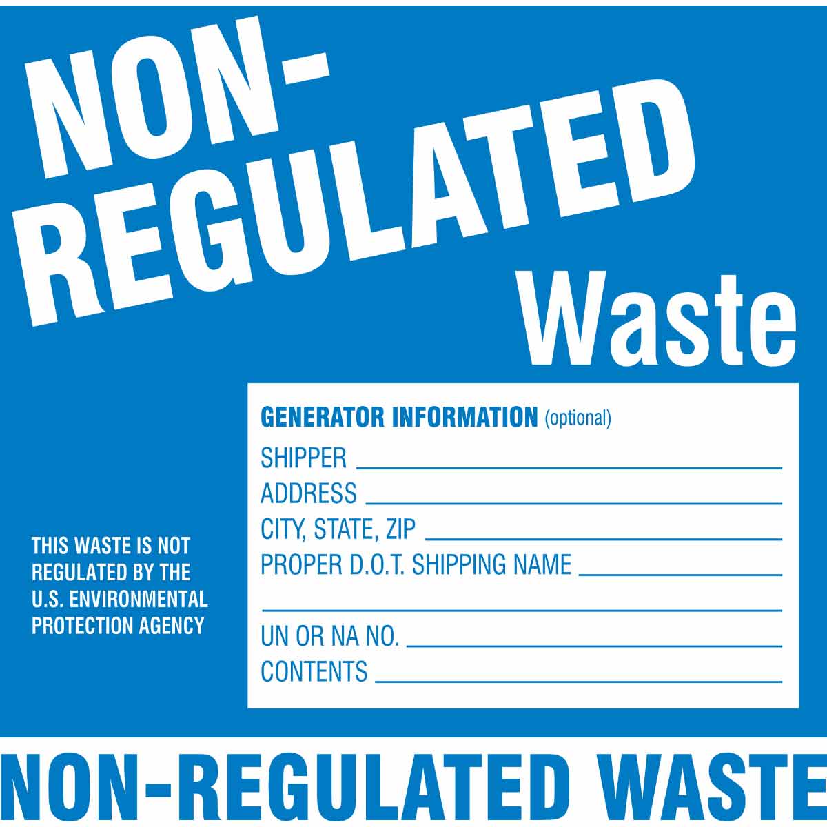 B235 6X6 BLUE/WHT 100 PCS/PKG HAZ LBL