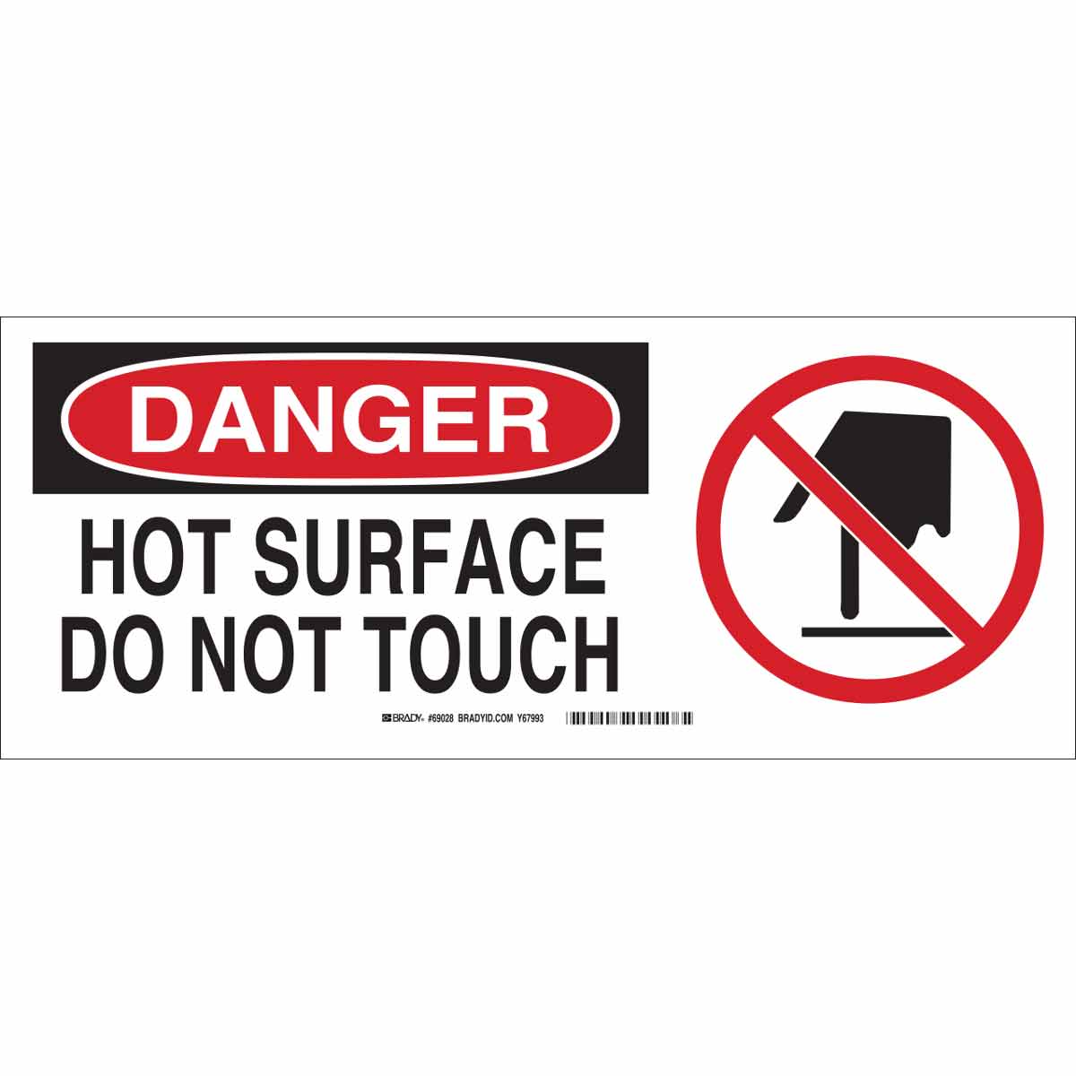 B120,7X17,RED,BLK/WHT,DANGER HOT SURFACE