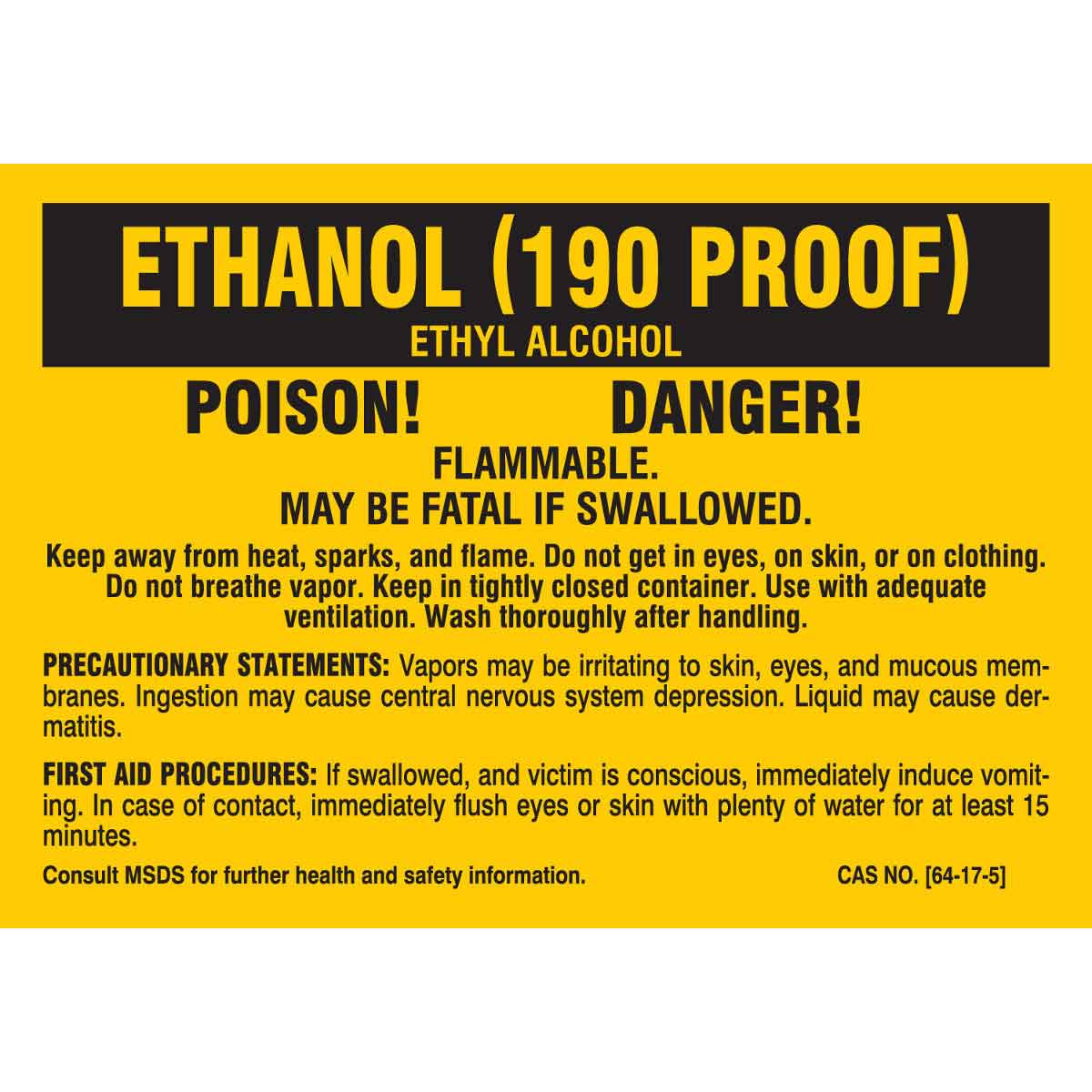 B-302 3.5X5 25/PK ETHANOL 190 PROOF