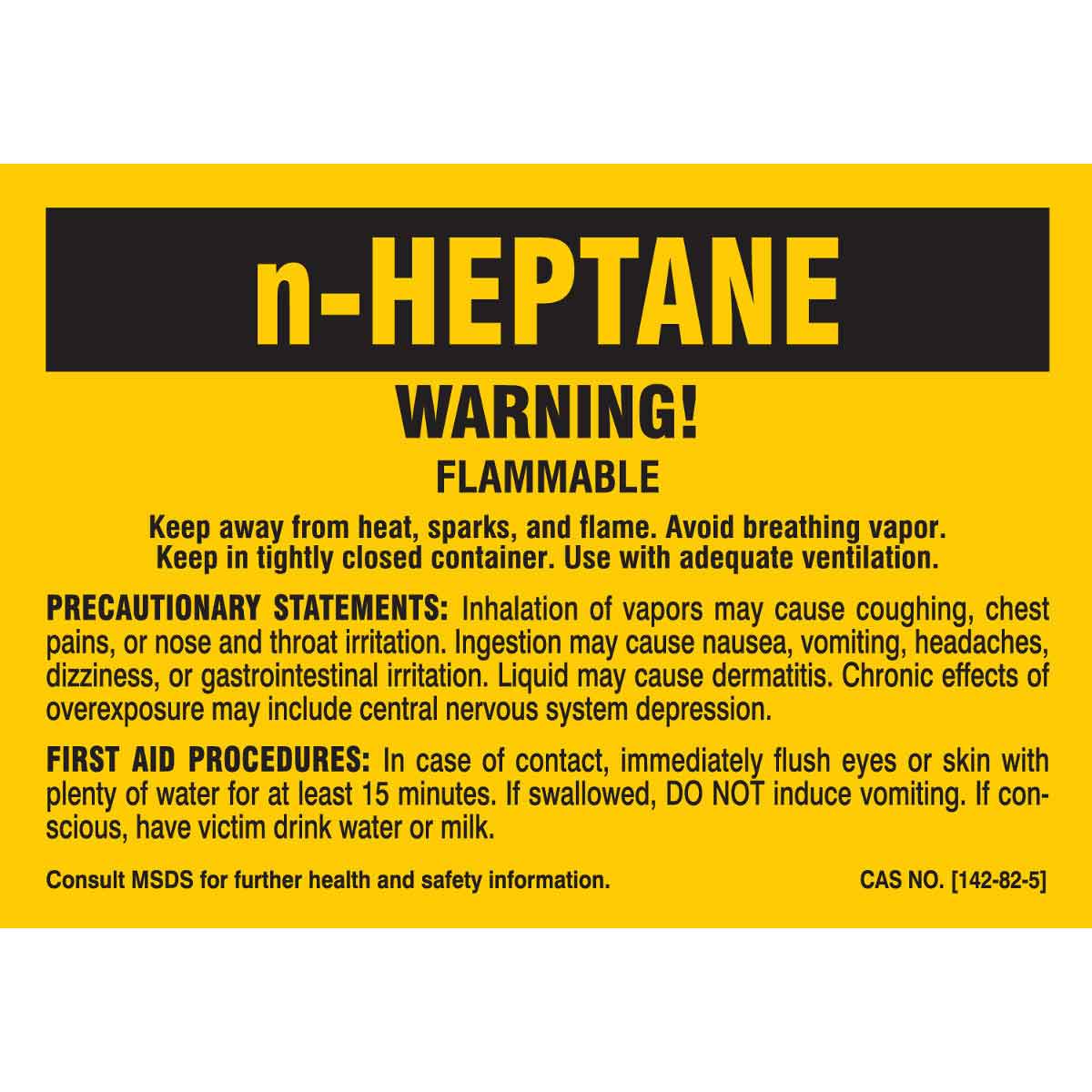 B-302 3.5X5 25/PK N HEPTANE LABEL