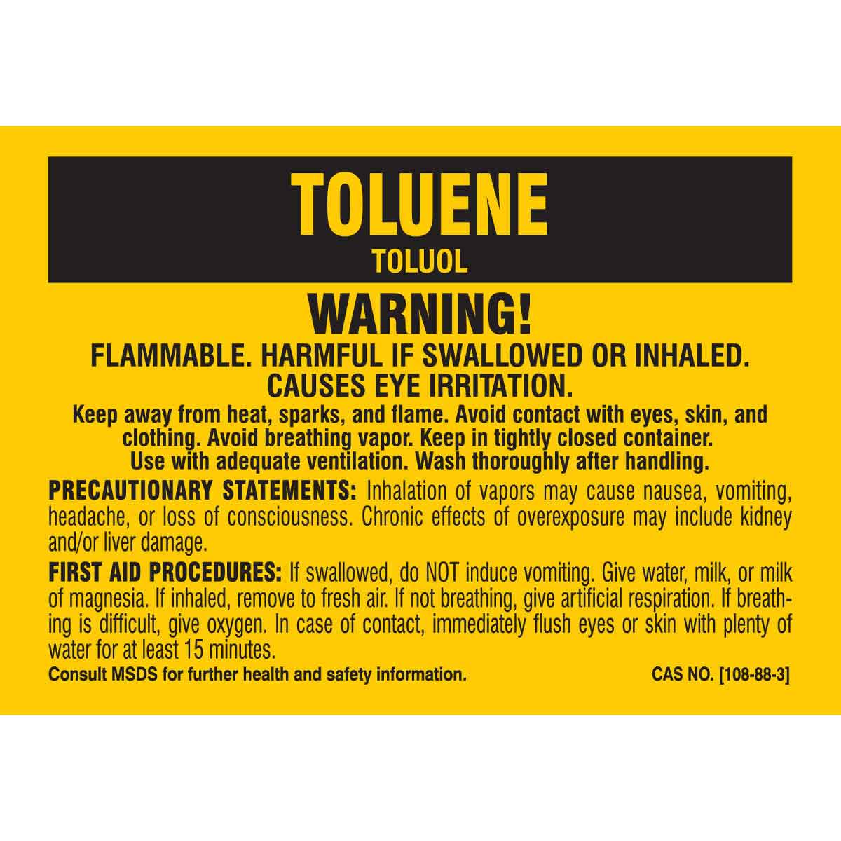 B-302 3.5X5 25/PK TOLUENE LABELS