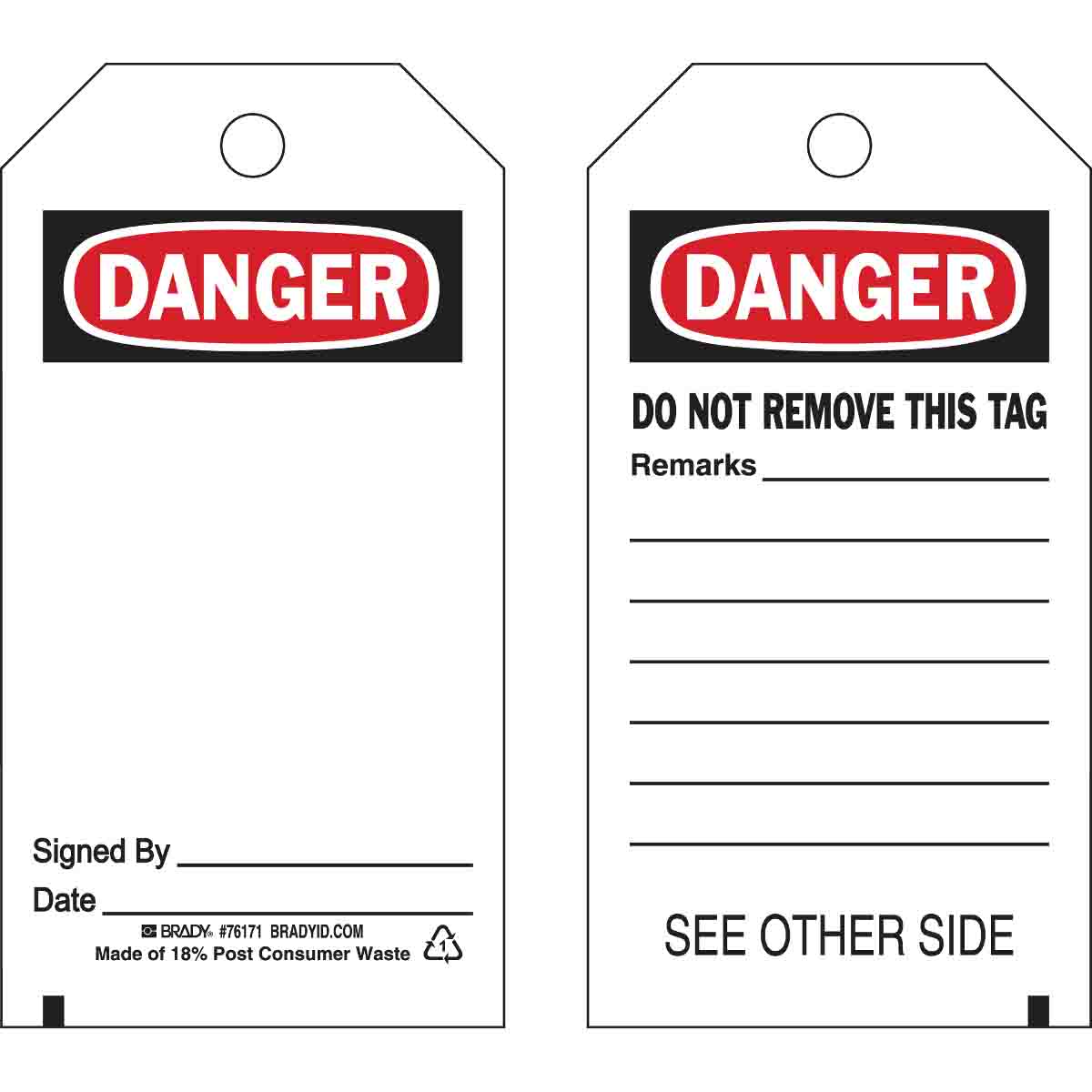TAG B851 5.75X3 BK/RD/WH 2SIDE NO GROM