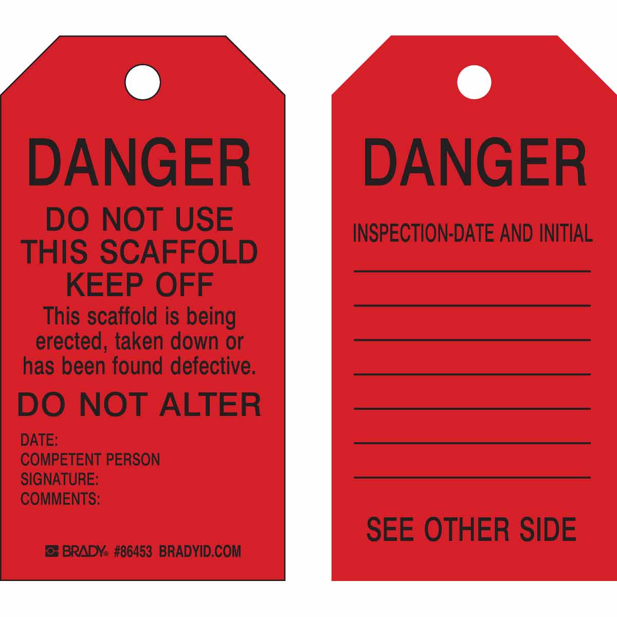 TAG B837 5.75X3 BLK/RED 2-SIDED 10/PK