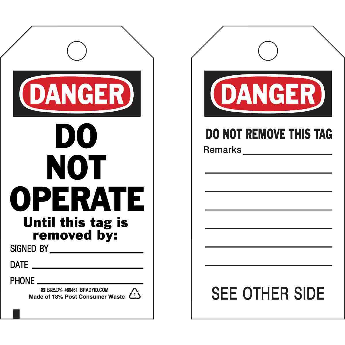 TAG B851 7X4 BK/RD/WH 2SIDE 1FLAP 10/PK