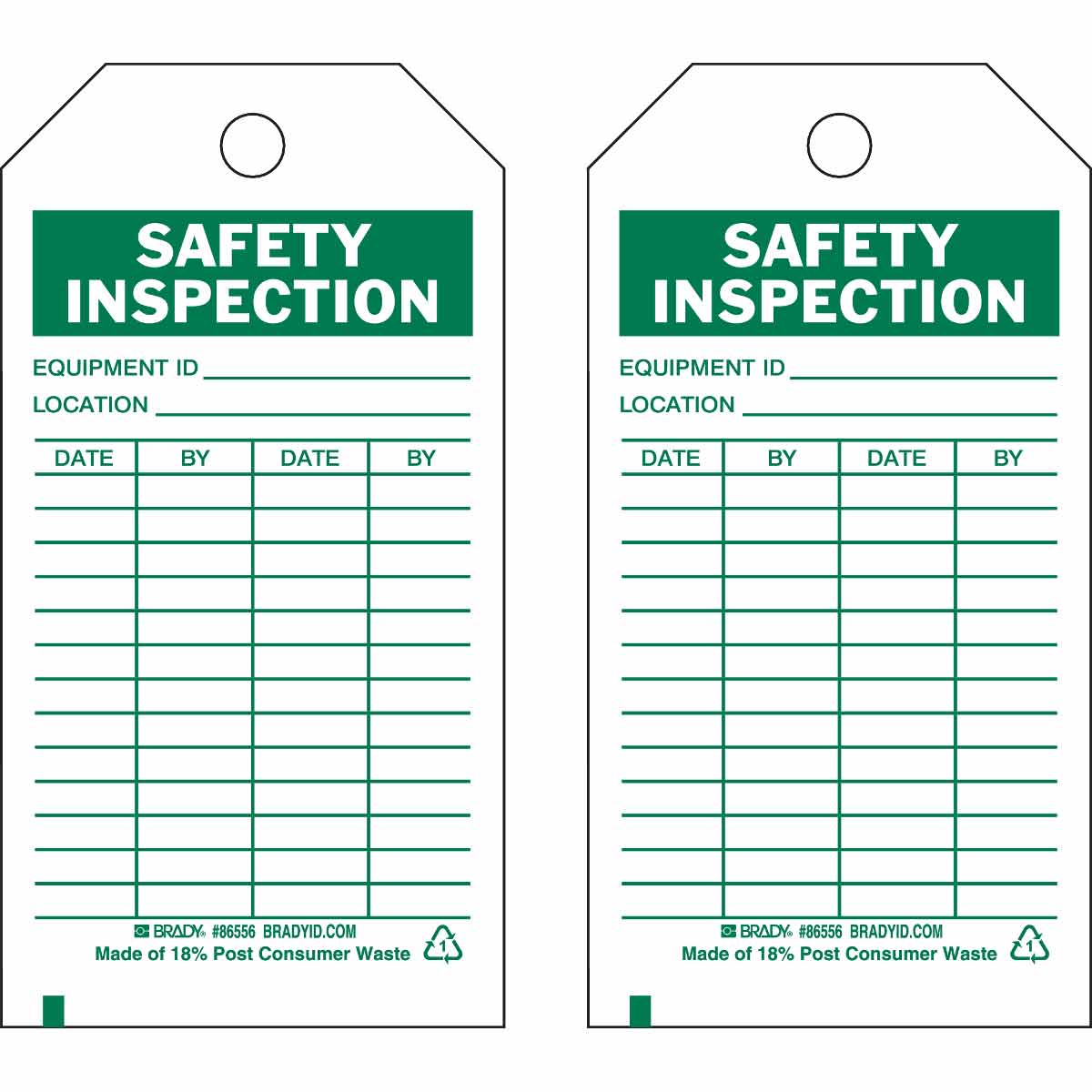 TAG B851 5.75X3 GRN/WHT 2-SIDE 10/PK