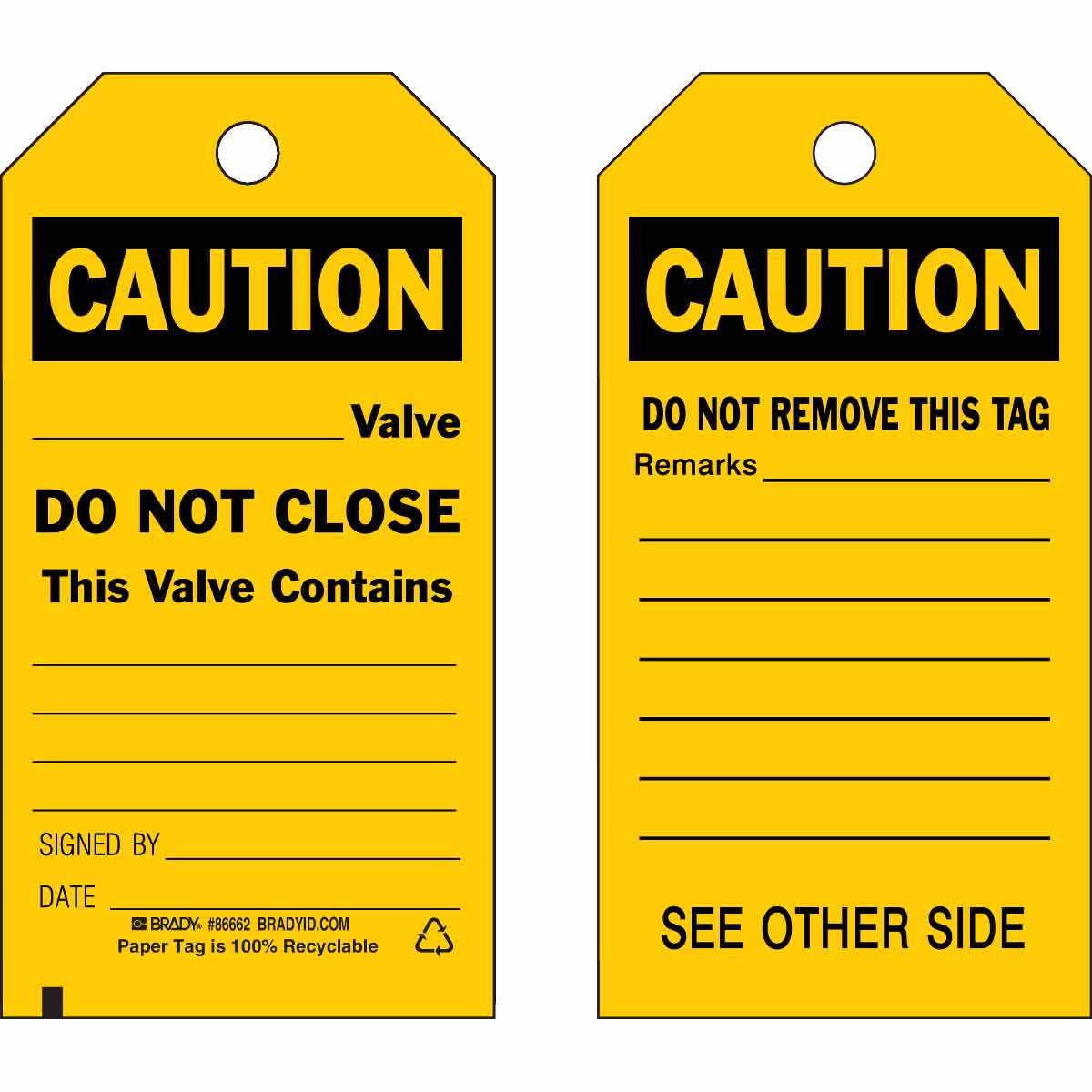 TAG B853 5.75X3 BK/YL 2SIDE REV C 100/PK