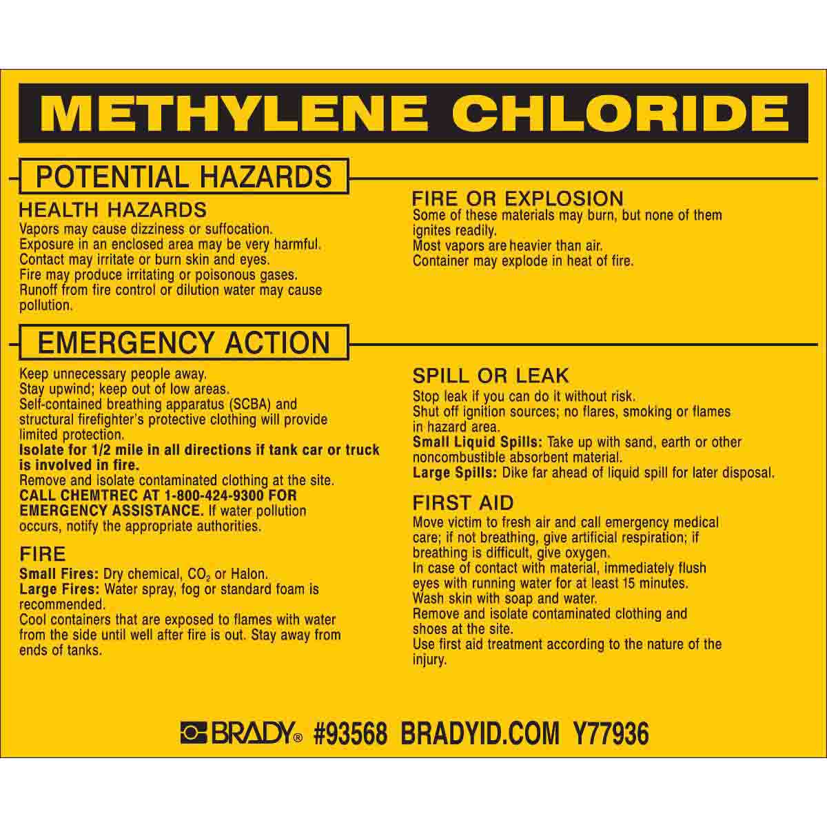 METHYLENE CHLORIDE (DCM) Lbl 3.75x4.5
