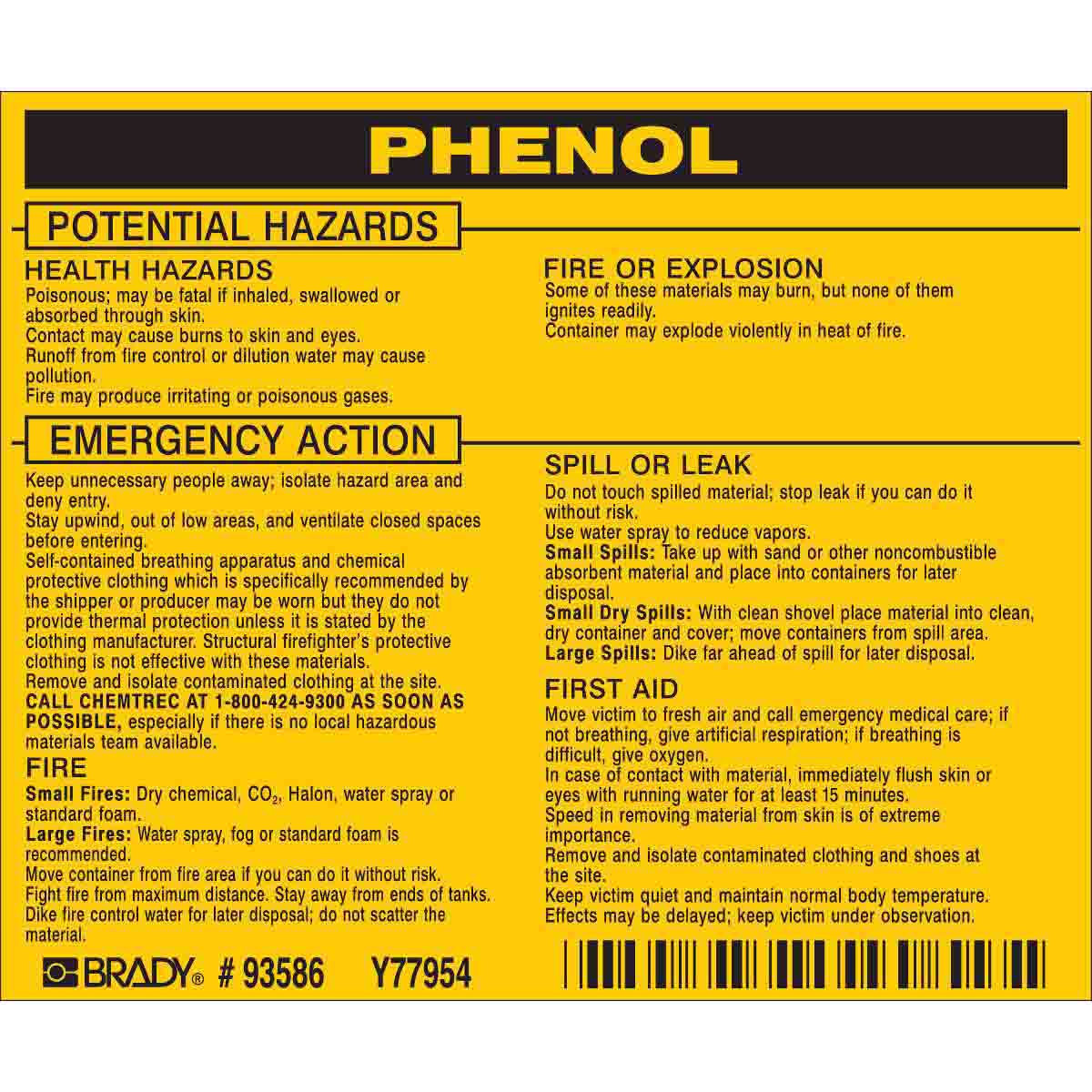 PHENOL Labels 3.75x4.5 BK/YL