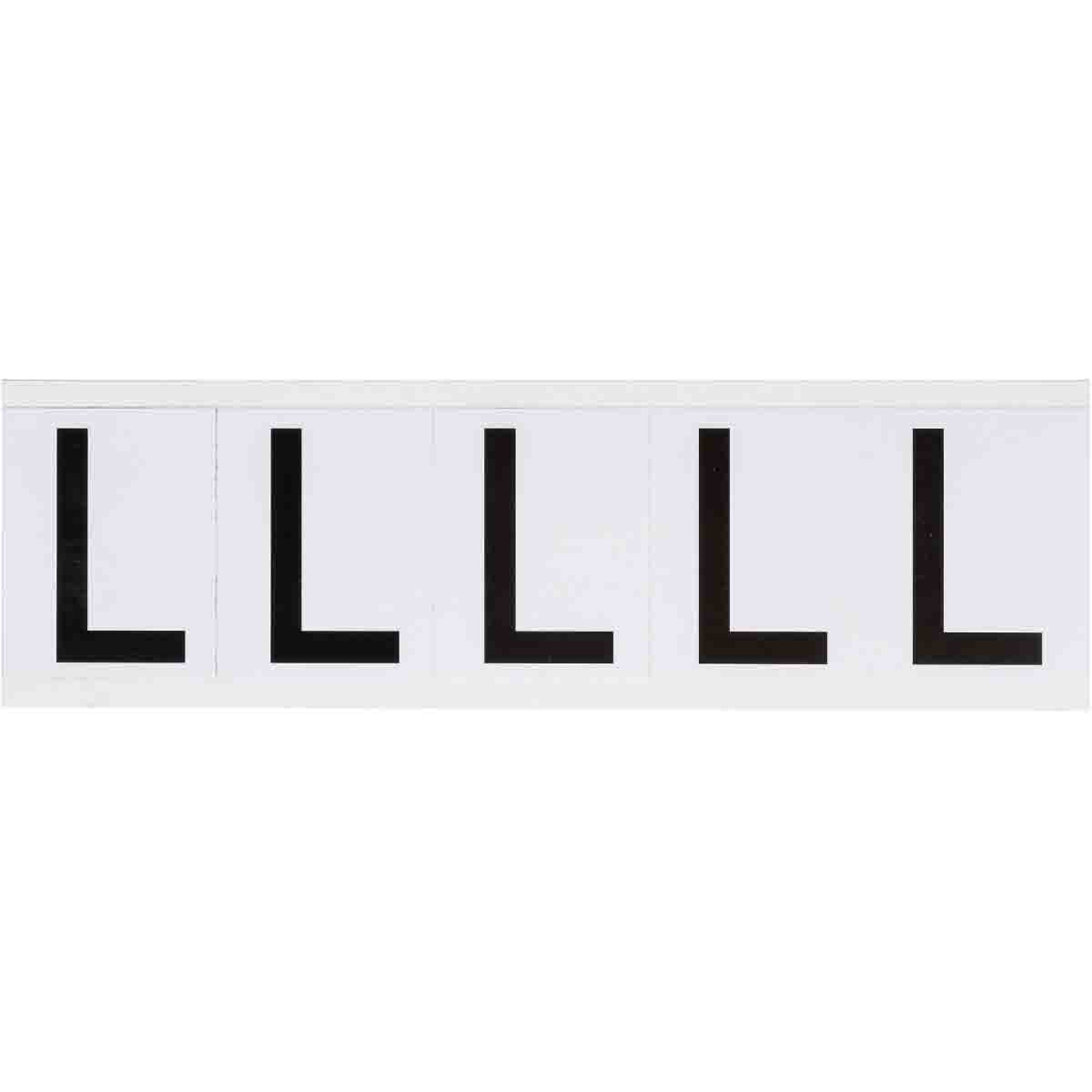 1.938 in Vinyl N&L Black on White L 5/PK