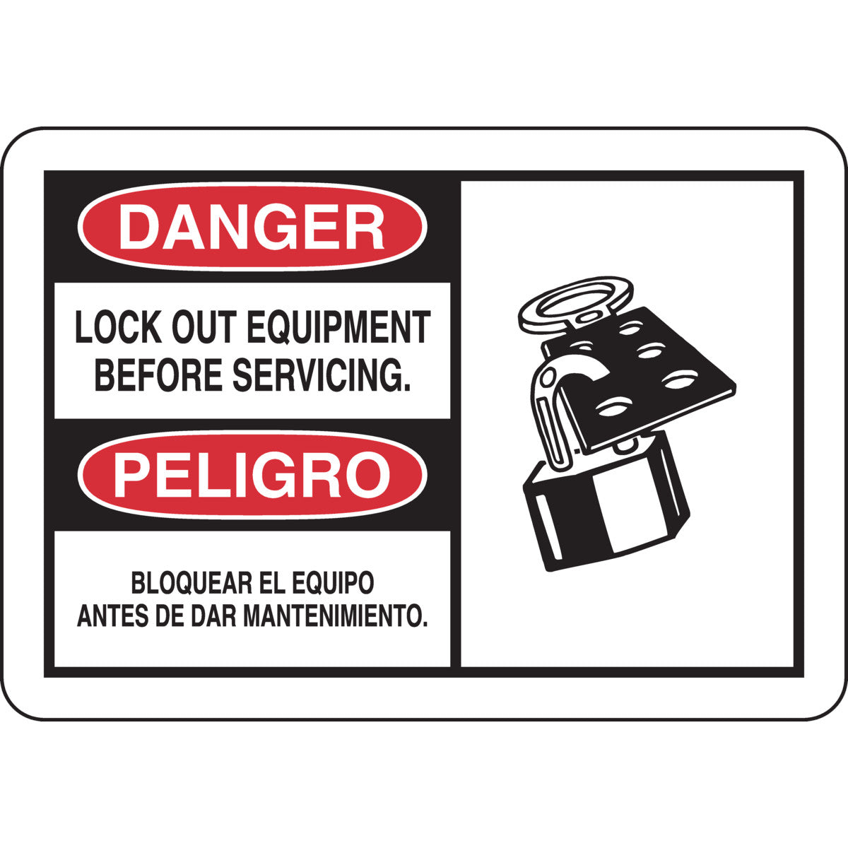 B401 7X10 BLK/RD/WHT BILING/DANGER LOCK