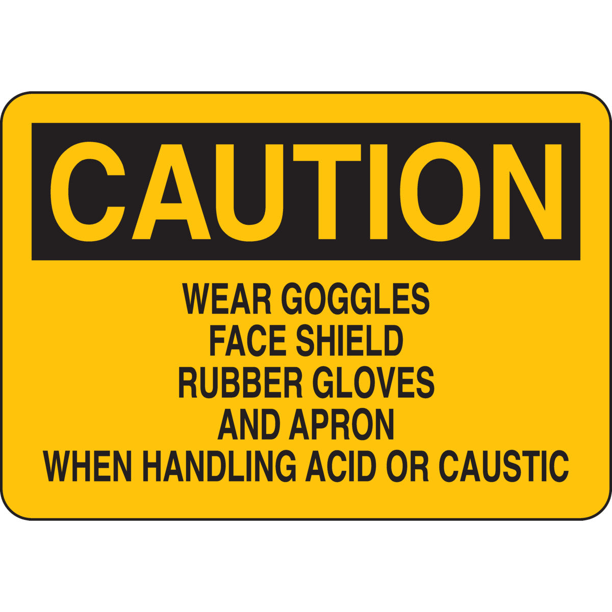 B302 7X10 BLK/YEL CAUTION WEAR GOGGLES