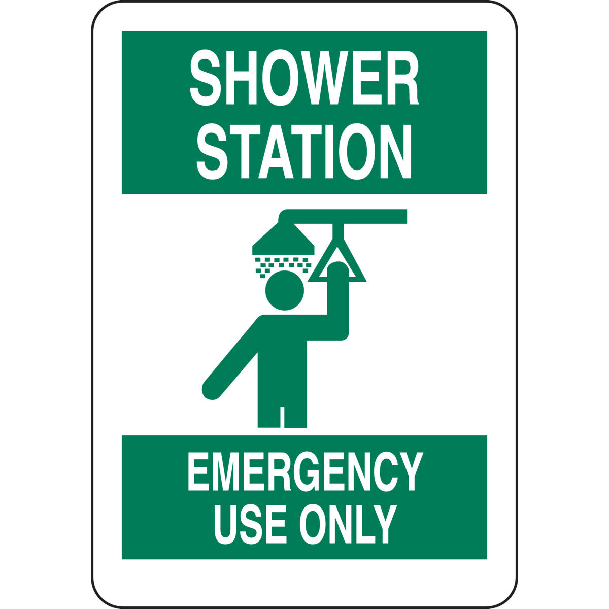 B401 10X7 GRN/WHT SHOWER STATION EMERG