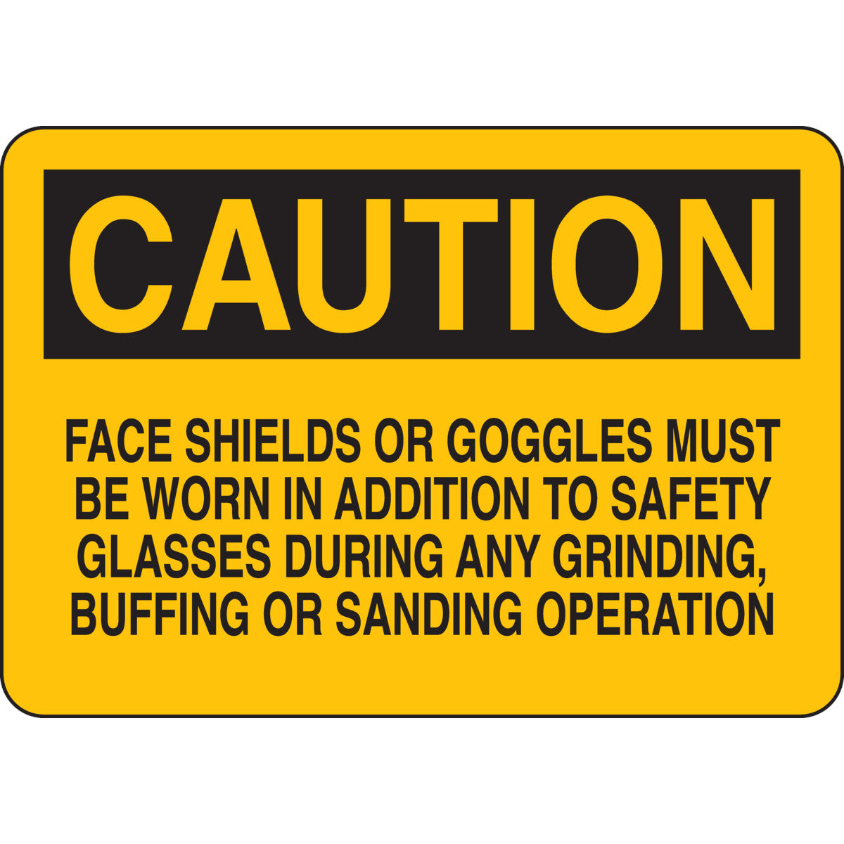 B302 7X10 BLK/YEL CAUTION FACE SHIELDS