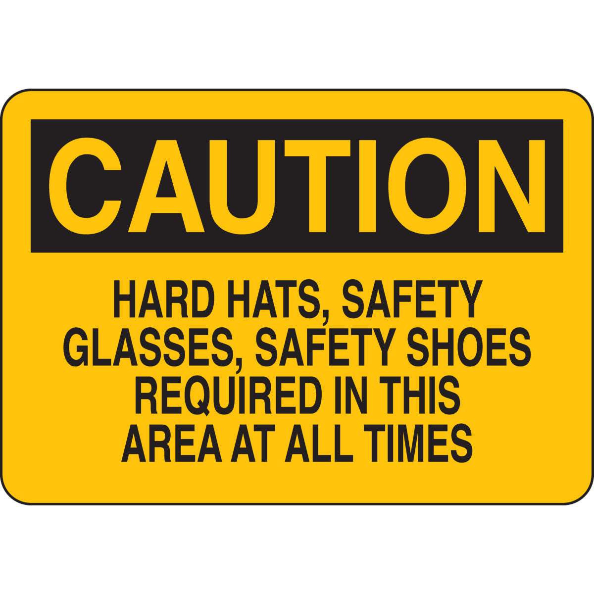 B302 7X10 BLK/YEL CAUTION HARD HATS