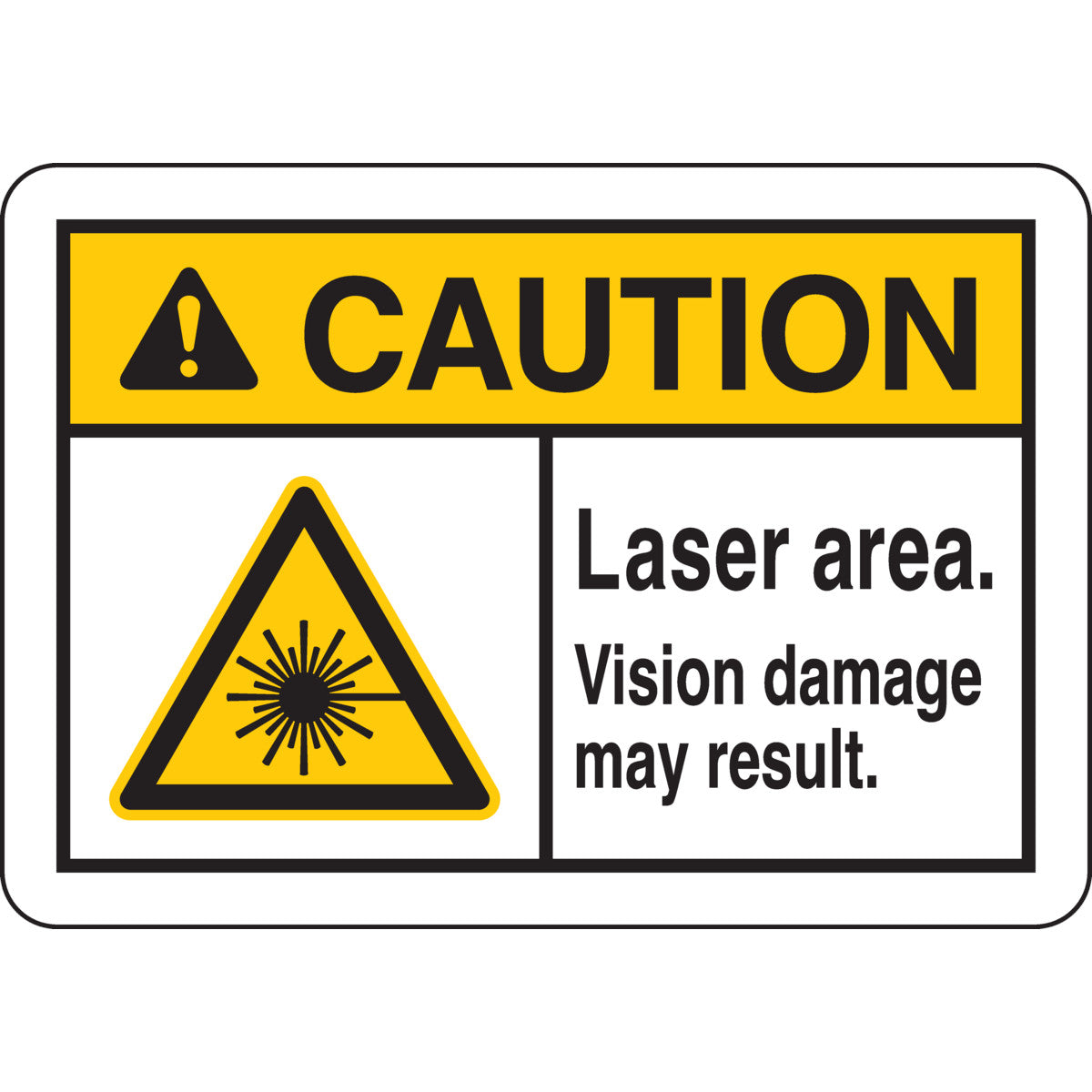 B401 7X10 ANSI BLK,YEL/WHT LASER AREA