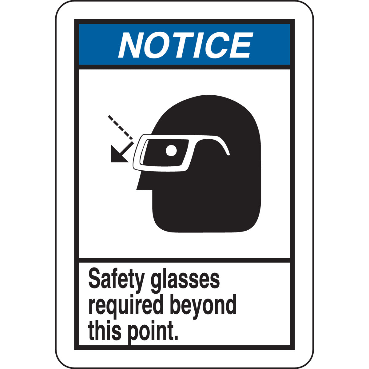 B401 10X7 ANSI BLK,BLU/WHT SAFETY GLASS