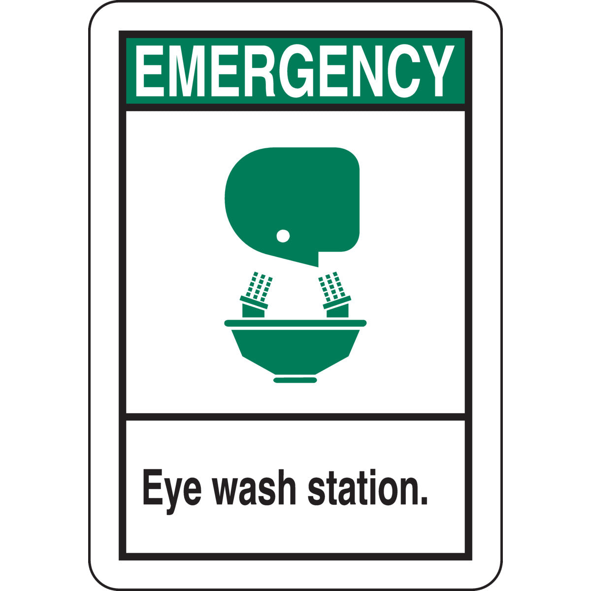 B401 10X7 ANSI BLK,GRN/WHT EYE WASH