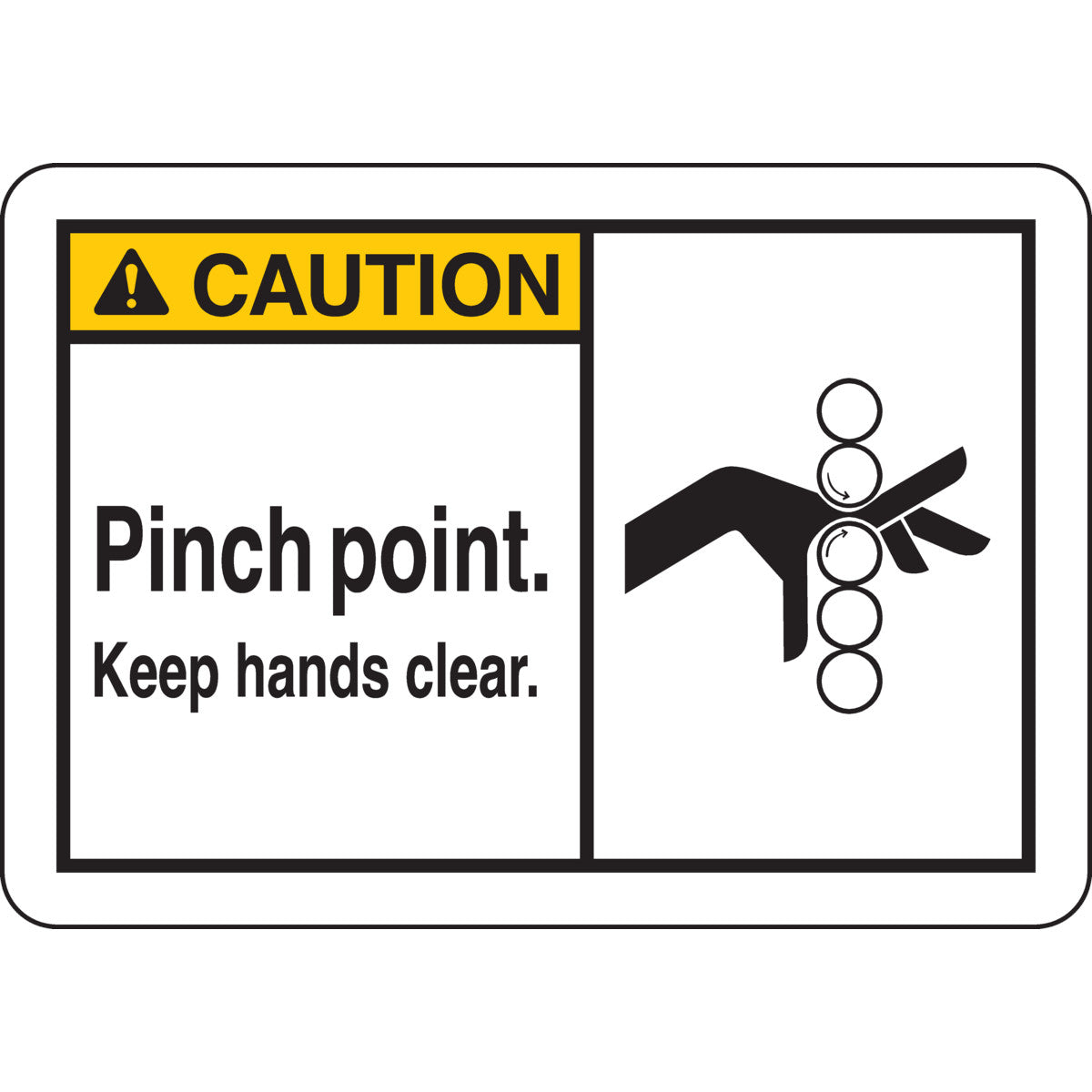 B401 7X10 ANSI BLK,YEL/WHT PINCH POINT