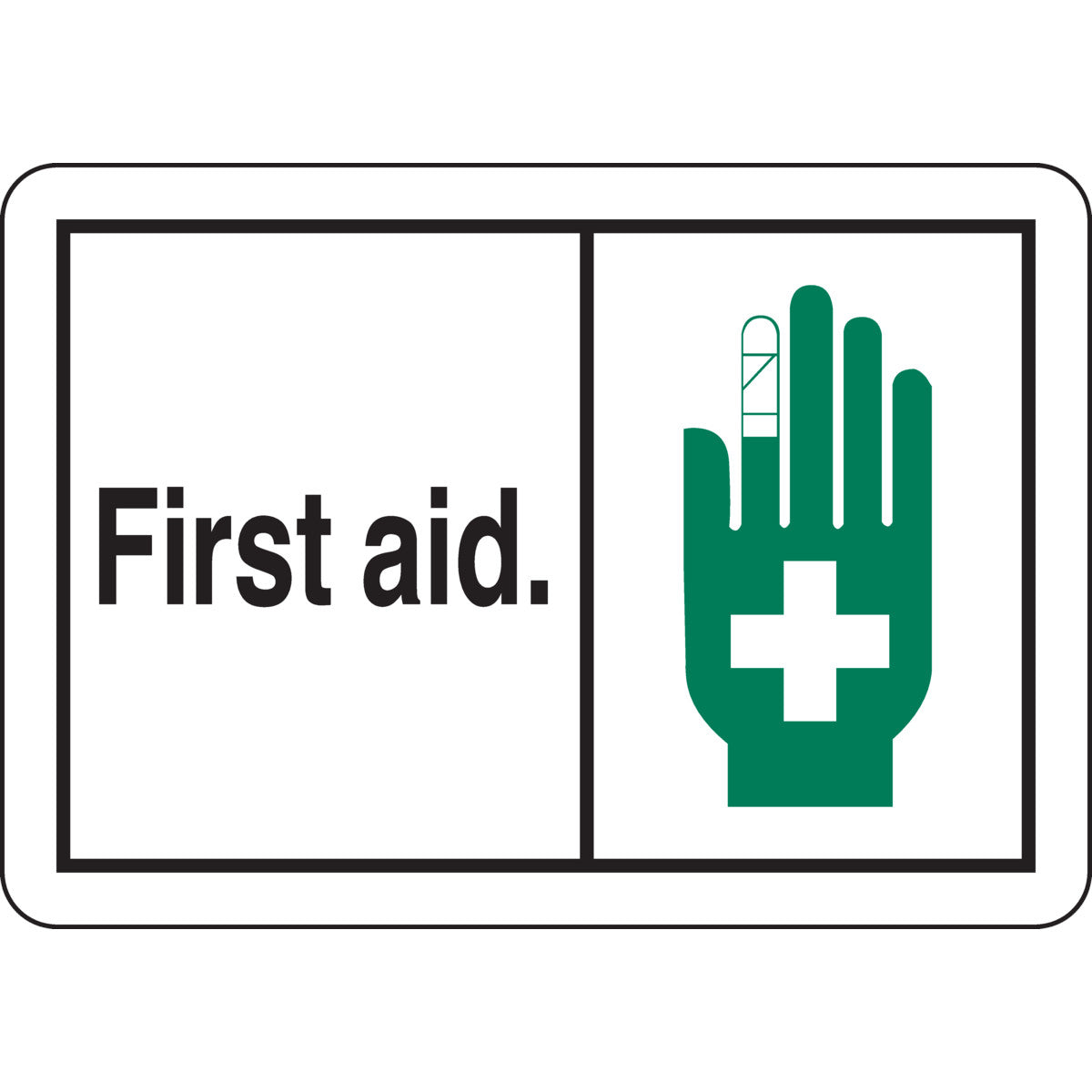 B401 7X10 ANSI BLK,GRN/WHT FIRST AID