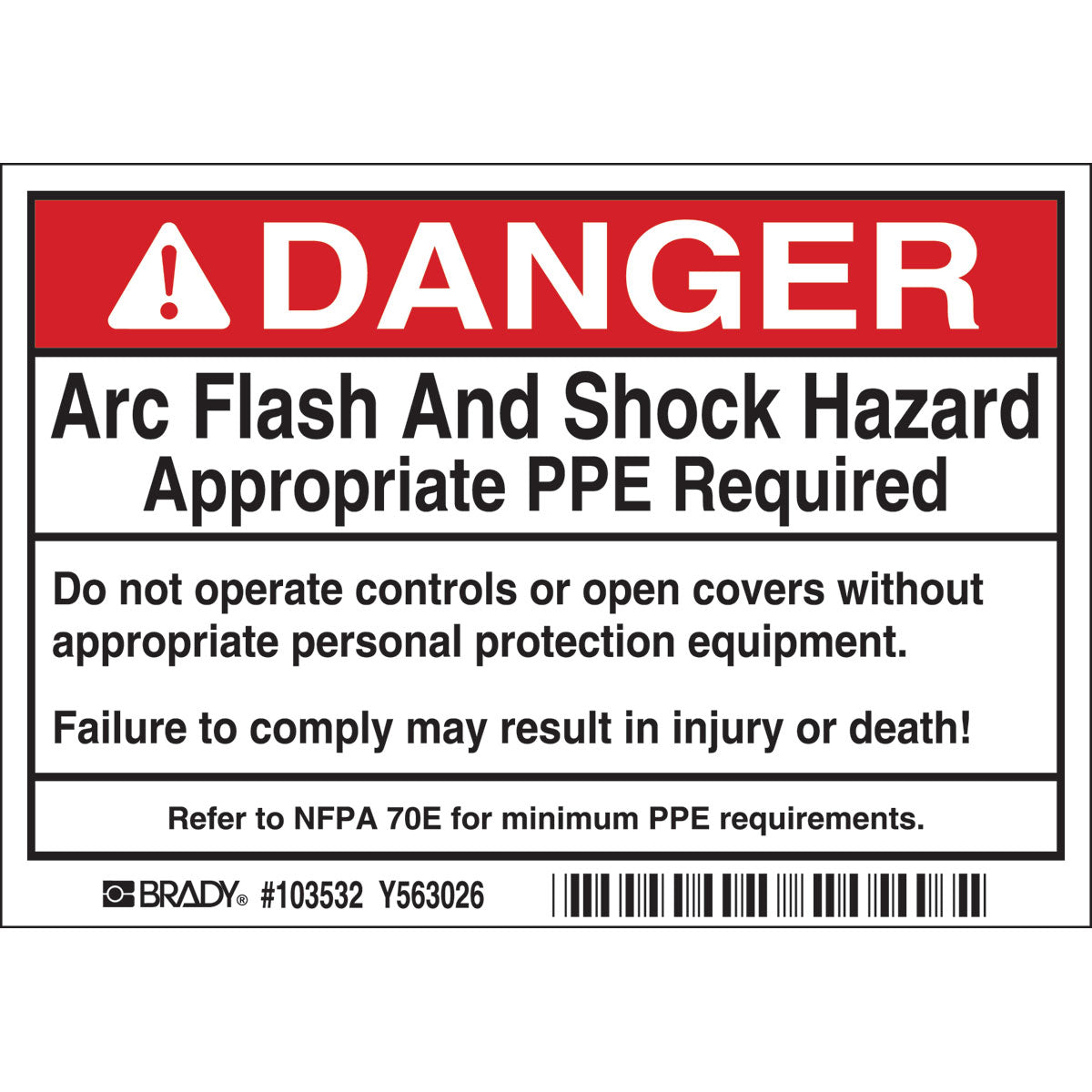 DP- 3.5X5 ARC FLASH & SHOCK LBL, 5 PK
