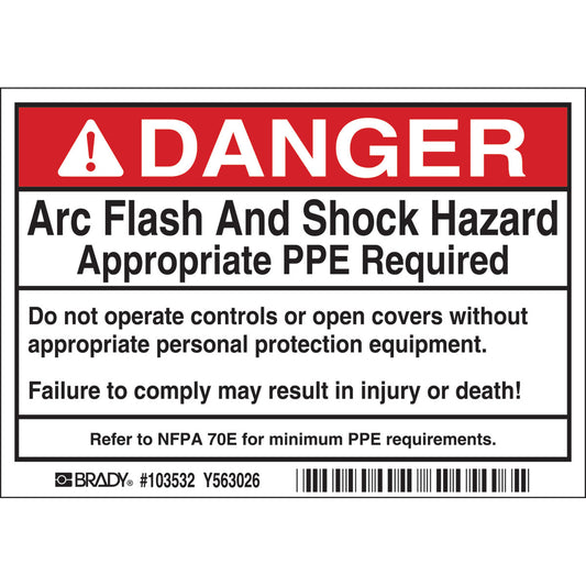 DP- 3.5X5 ARC FLASH & SHOCK LBL, 5 PK