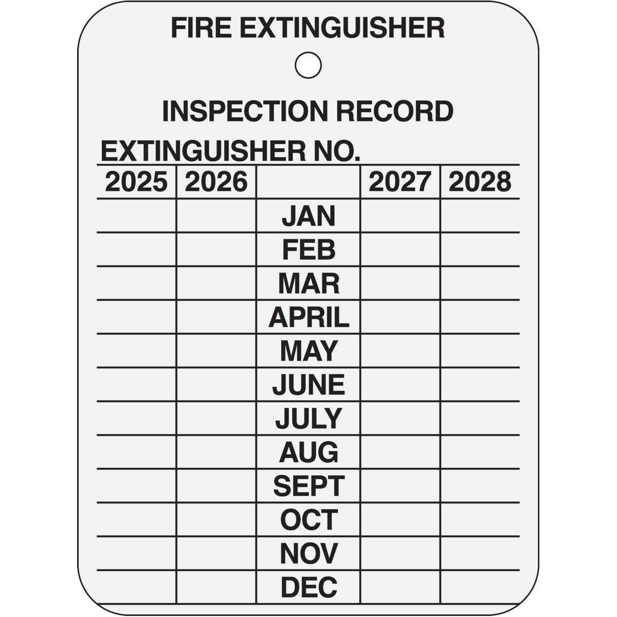 TAG TAGS, INSPECTION, 4 YEAR METAL 10/PK