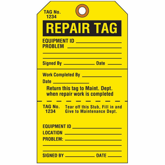 TAG-CRDSTK-4WX7H-YEL/BLK-REPAIR TAG