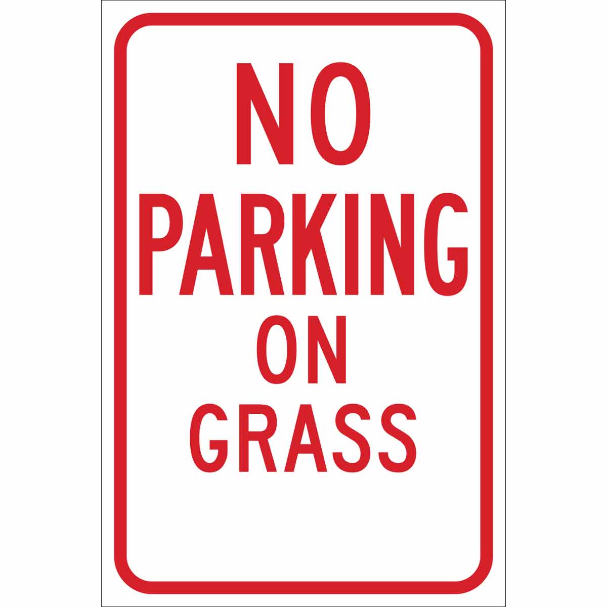 B959 18X12 RED/WHT NO PARKING ON GRASS