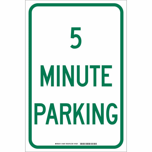 B959 18X12 GRN/WHT 5 MINUTE PARKING