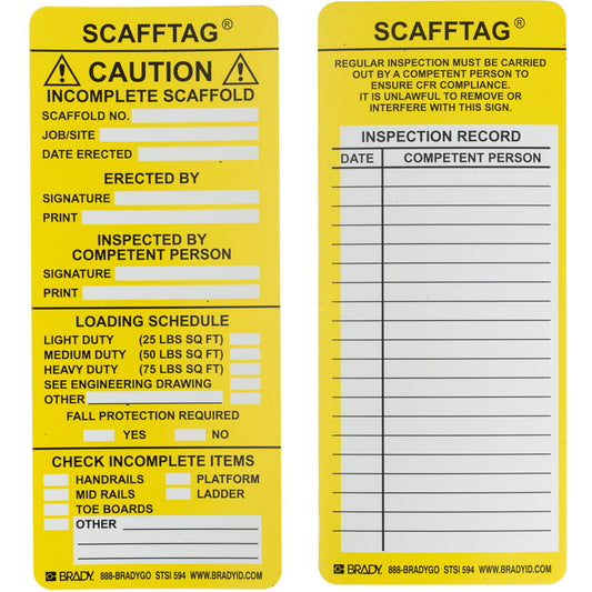 SCAFFTAG STD INSERTS 3 1/4X7 5/8 YELLOW