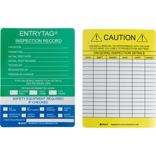 ENTRY TAG STD INSERTS 5 3/4X7 5/8 GRN