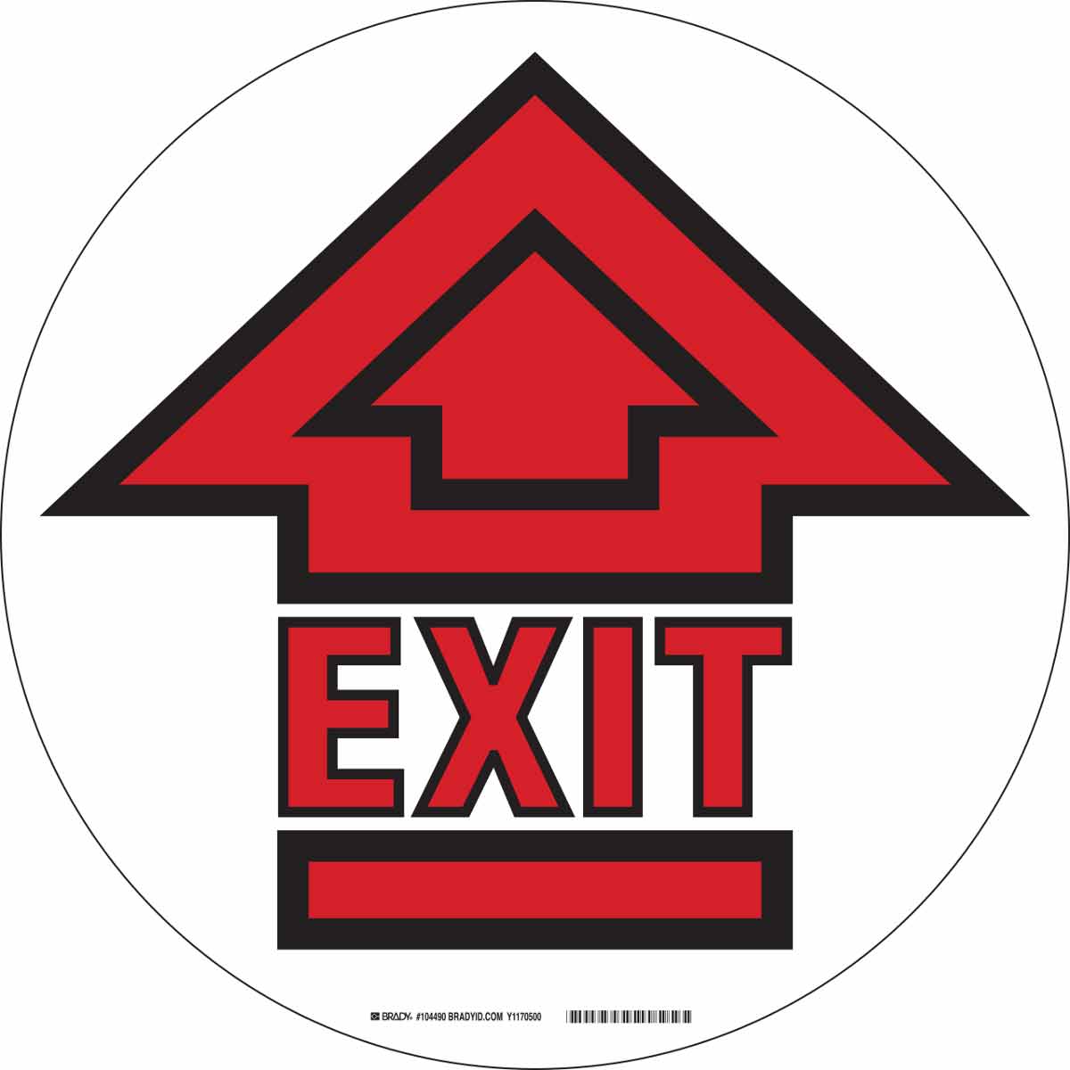 B534FS 17"DIA RED,BK/WT EXIT ARROW W/SYM