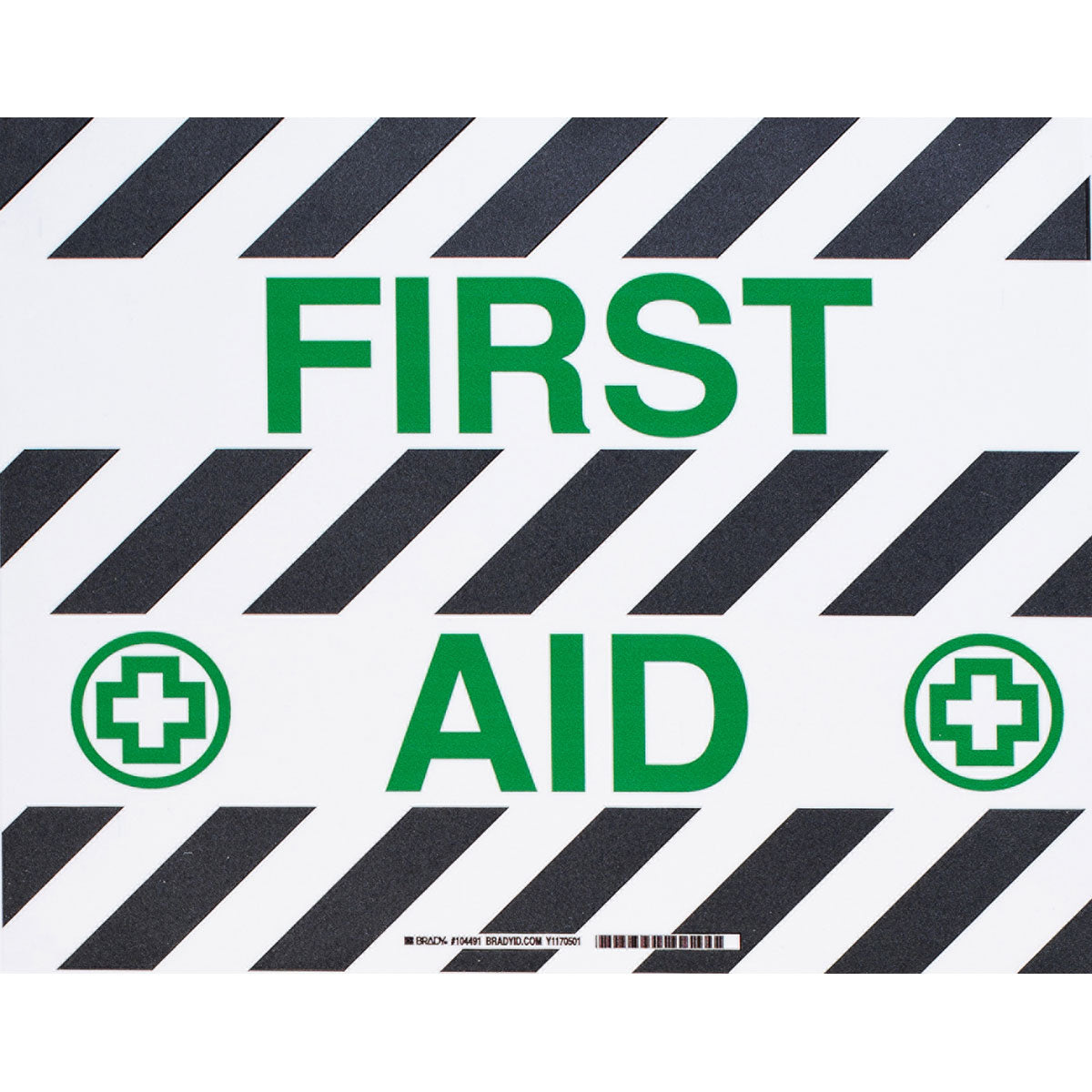 B534FS 14X18 GN,BK/WT FIRST AID W/SYMBOL