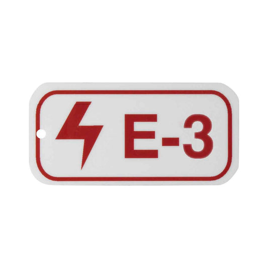 1.5"X3"ENERGY TAGS RED/WHT,E-3,ADH, 5/PK