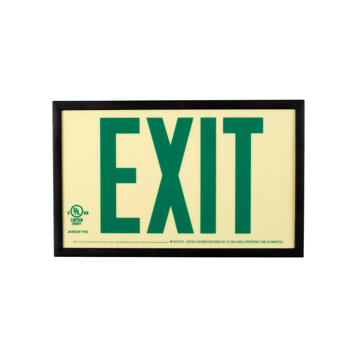 Glo Exit Sign w Frame 7.5x13 1Side GN/WT