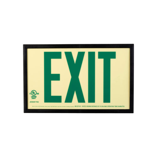 Glo Exit Sign w Frame 7.5x13 1Side GN/WT