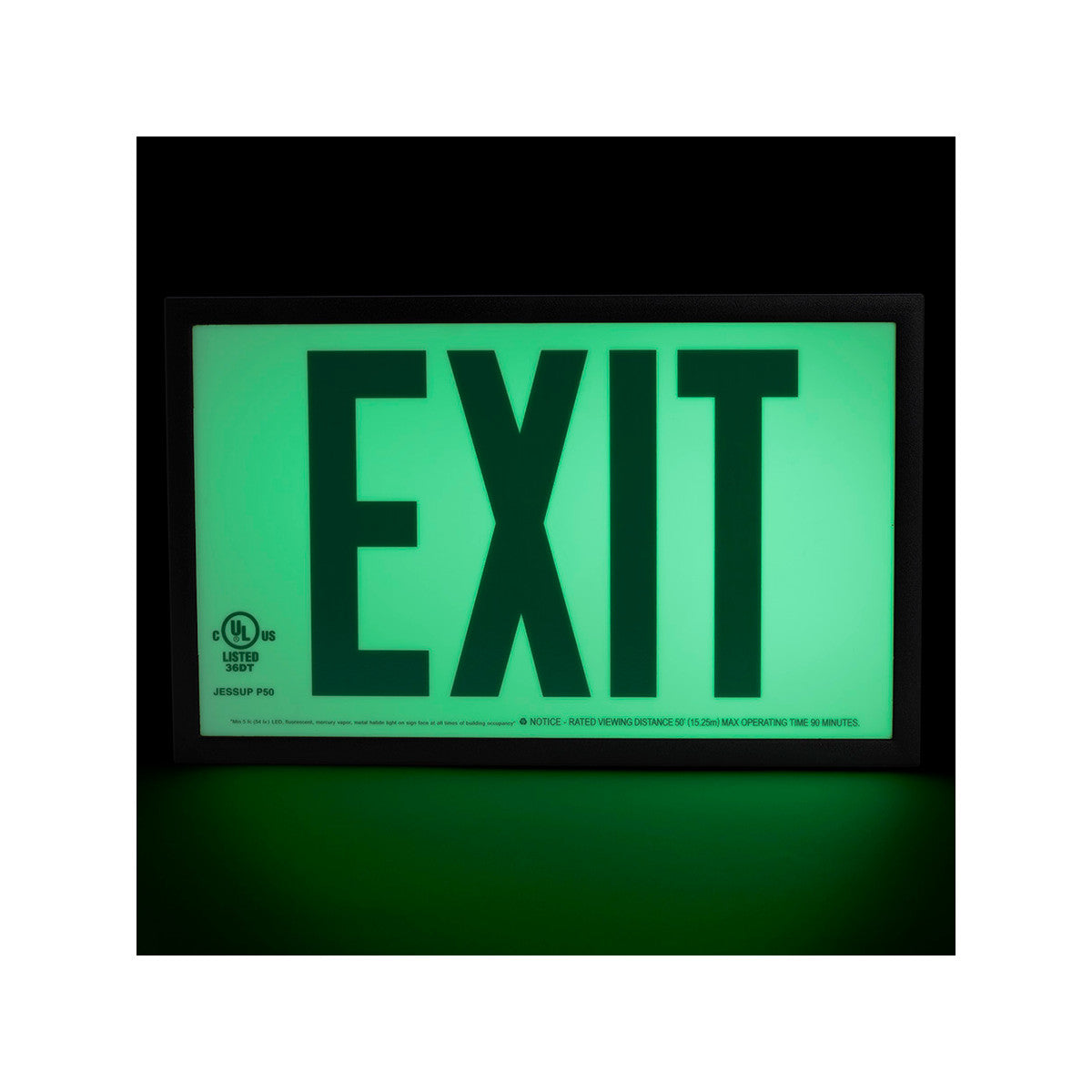 Glo Exit Sign w Frame 7.5x13 1Side GN/WT