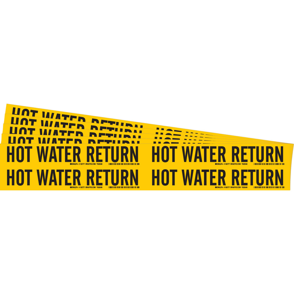 HOT WATER RETURN Pipe Markers 4 BK/YL PK