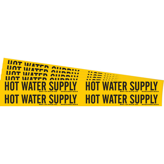 HOT WATER SUPPLY Pipe Markers 4 BK/YL PK